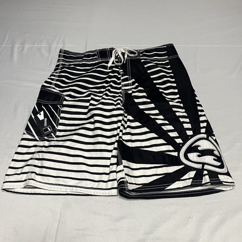 Vtg Billabong Andy Irons Rising Sun Board Shorts Men's 38 Black White Y2K Surf